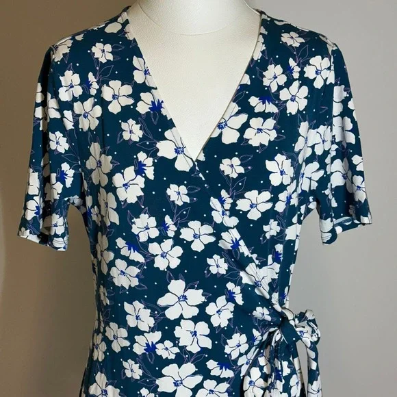 women's lands' end v-neck wrap midi dress baltic teal ONE THE LAND Elegant Wrap Knit V Neck Midi Dress With Side Tie In Dusty Teal Small main image 1
